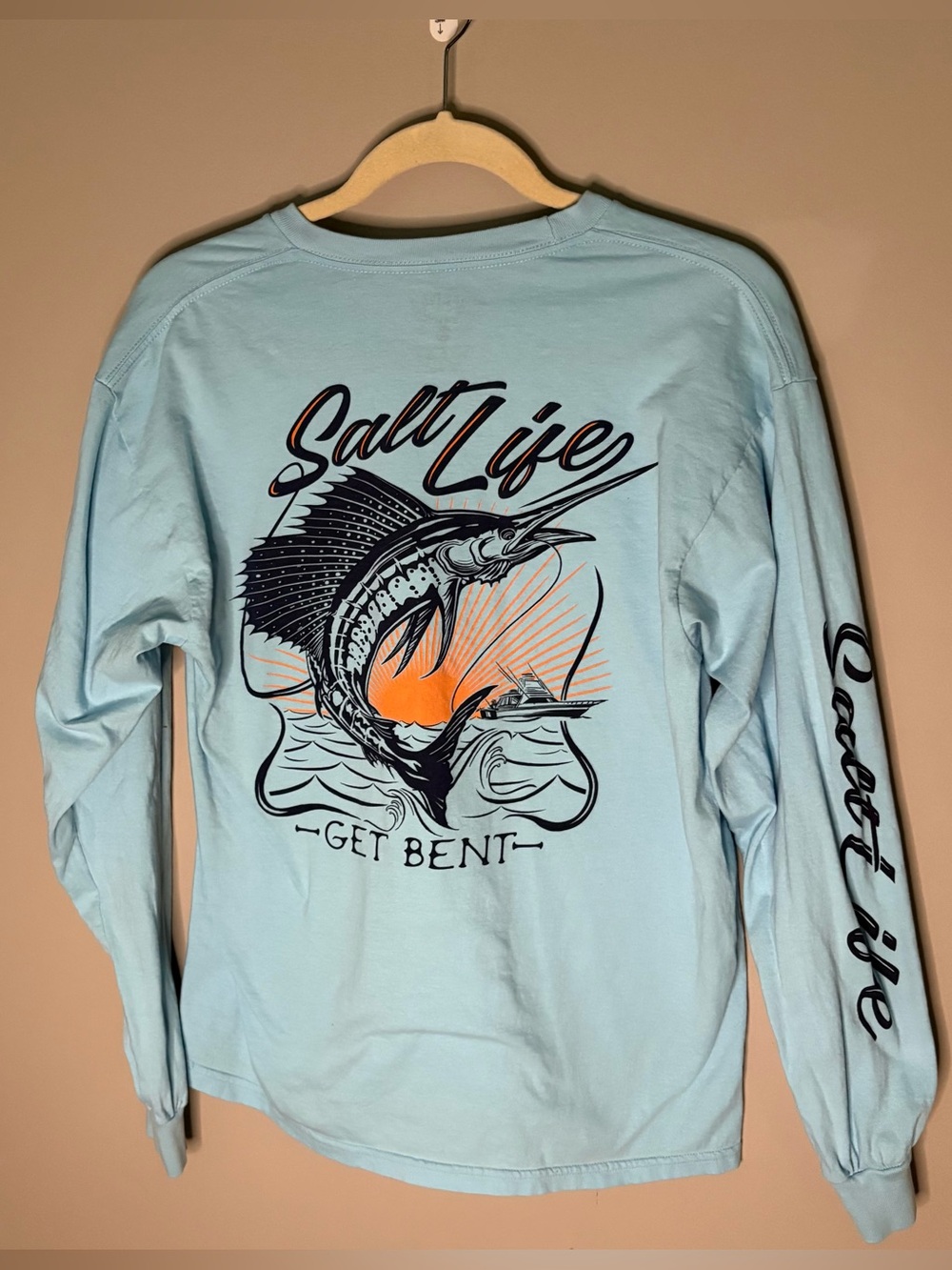 Salt Life Light Blue Long-Sleeve Marlin Graphic Tee Size M